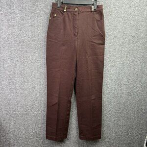 St. John Sport Essential by Marie Gray Brown Pants Size 2 Gold accent high waist